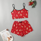 Sugar Plum | Green Gingerbread Print Christmas Pyjamas For Women