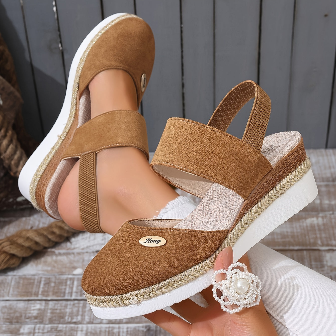 Harper Delaney | Braided Platform Wedge Sandals For Women