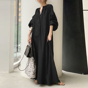 Caterina Brambury | Linen-Look Balloon Sleeve Kaftan Dress For Women