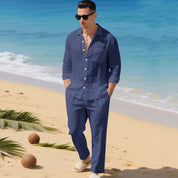 Valerio Gilgate | Linen-Look Shirt And Trousers Set For Men
