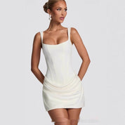 Carlotta Drayhurst | White Draped Skirt Bodycon Mini Dress For Women