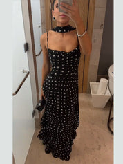 Hannah Young | Elegant Polka Dot Maxi Races Dress For Women