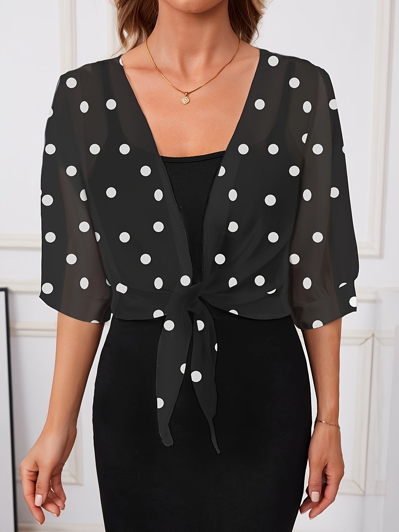 Beatrice Langley | Polka Dot Tie-Front Blouse For Women