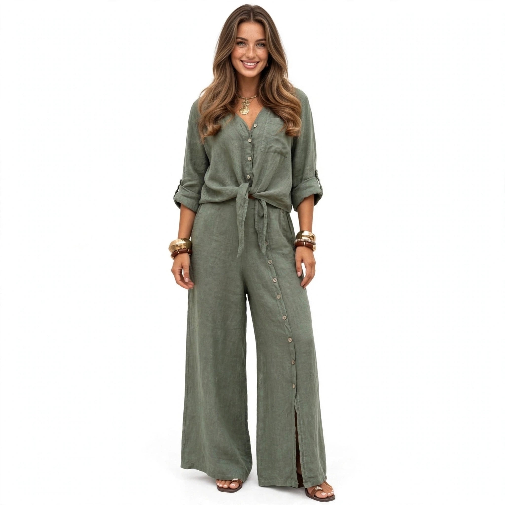 Harriet Cole | Flowy Two-Piece Linen-Look Set For Women