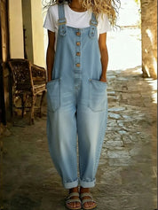 Eleonora Northwell | Light Blue Baggy Denim Overalls For Women