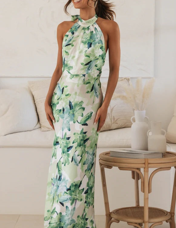 Violet Chambers | Floral Halter Neck Races Dress For Women