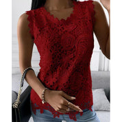 Emma White | Floral Lace Sleeveless Top For Women