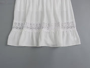 Amalia Henbridge | White Lace Trim V-Neck Midi Dress For Women