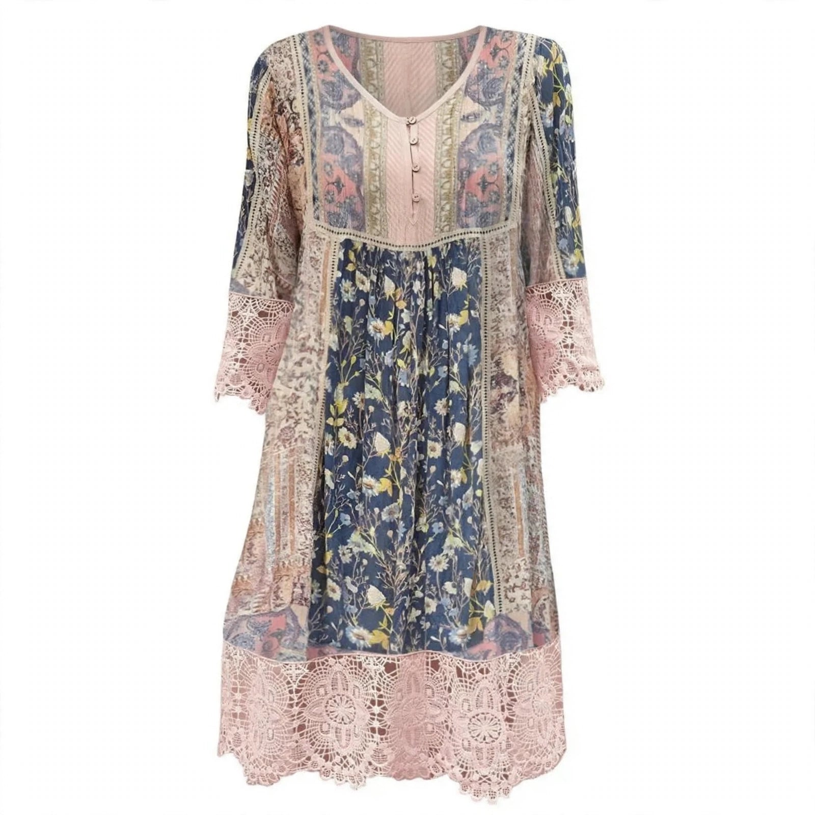 Bronte Whitfield | Bohemian Floral Lace Midi Dress For Women