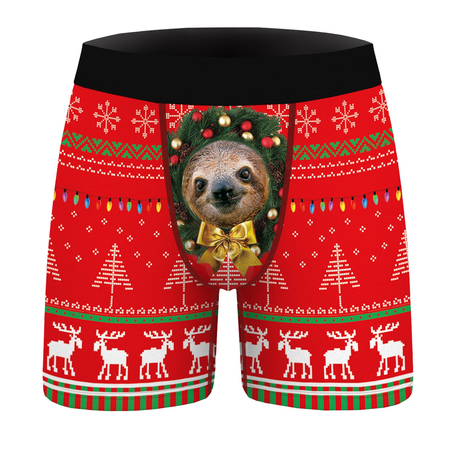 Candy Stripe | Red Candy Cane Print Christmas Boxer Briefs For Men