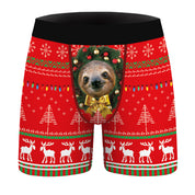 Candy Stripe | Red Candy Cane Print Christmas Boxer Briefs For Men