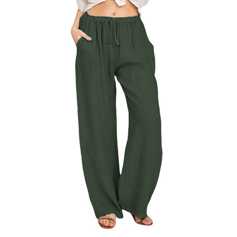 Elsie Coleman | Linen Blend Wide-Leg Trousers For Women