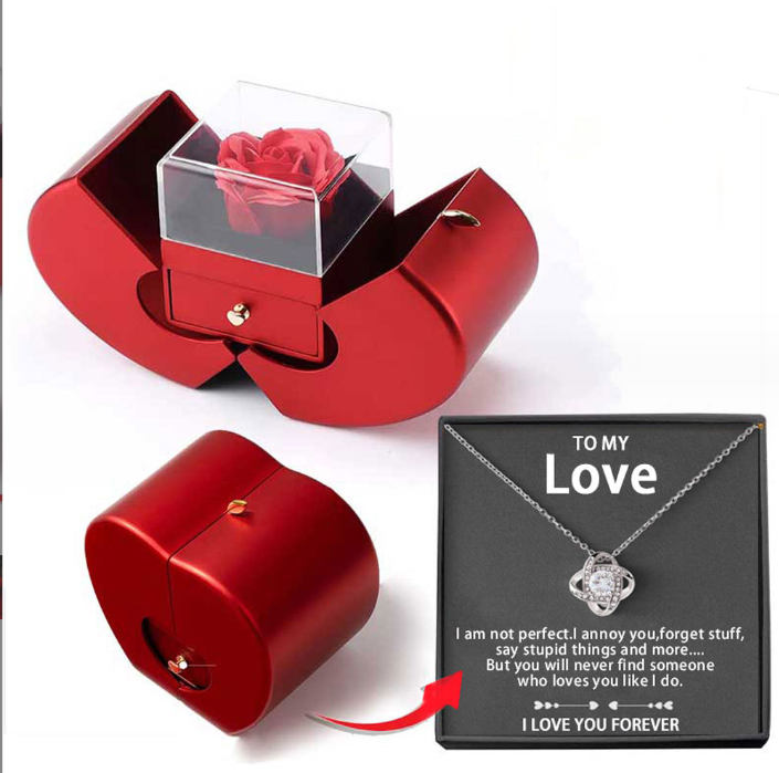 Matilda Cross | Preserved Rose Jewellery Box With Necklace For Women