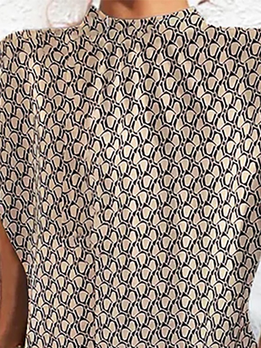 Ginevra Estmore | Brown Geometric Print Shift Dress For Women