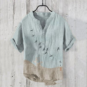 Filippo Rushcombe | Art Print Linen-Look Short Sleeve Shirt For Men