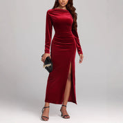Charlotte Kelly | Velvet Slit Formal Maxi Dress For Women