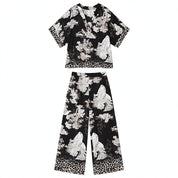 Rosalie Nash | Printed V-Neck Top & Long Pants Set For Women