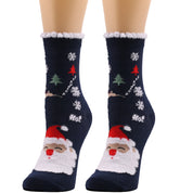 Snowy Wish | Navy Santa Print Christmas Socks For Women