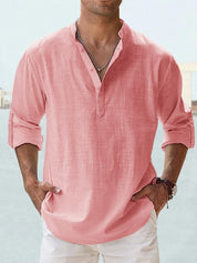 Paolo Everhurst | Stand Collar Roll Sleeve Shirt For Men