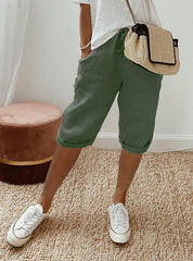 Ottavia Merimbula | Stone Cropped Linen-Look Pants For Women