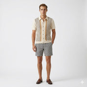 Enzo Moretti | Riviera Stripe Knit Polo with Statement Panels For Men