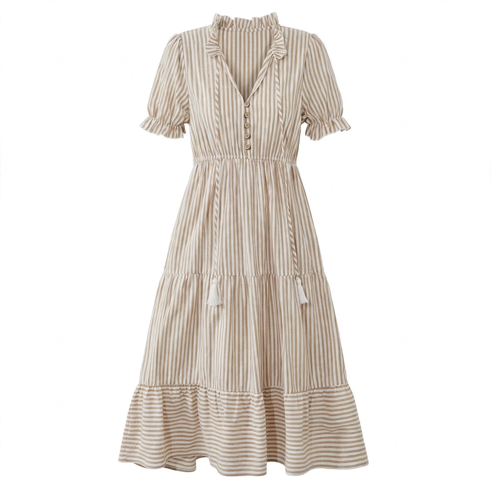 Clara Pennington | Striped V-Neck Summer Dress