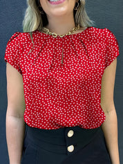 Ophelia Lockhart | Polka Dot Blouse With Keyhole Detail For Women