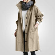 Paola Glenelg | Beige Long Hooded Raincoat For Women