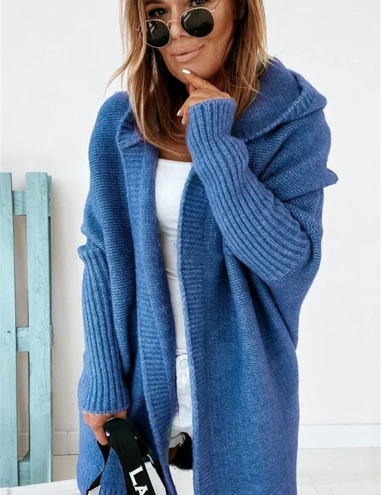 Elise Thornton | Oversized Hooded Knit Cardigan For Women