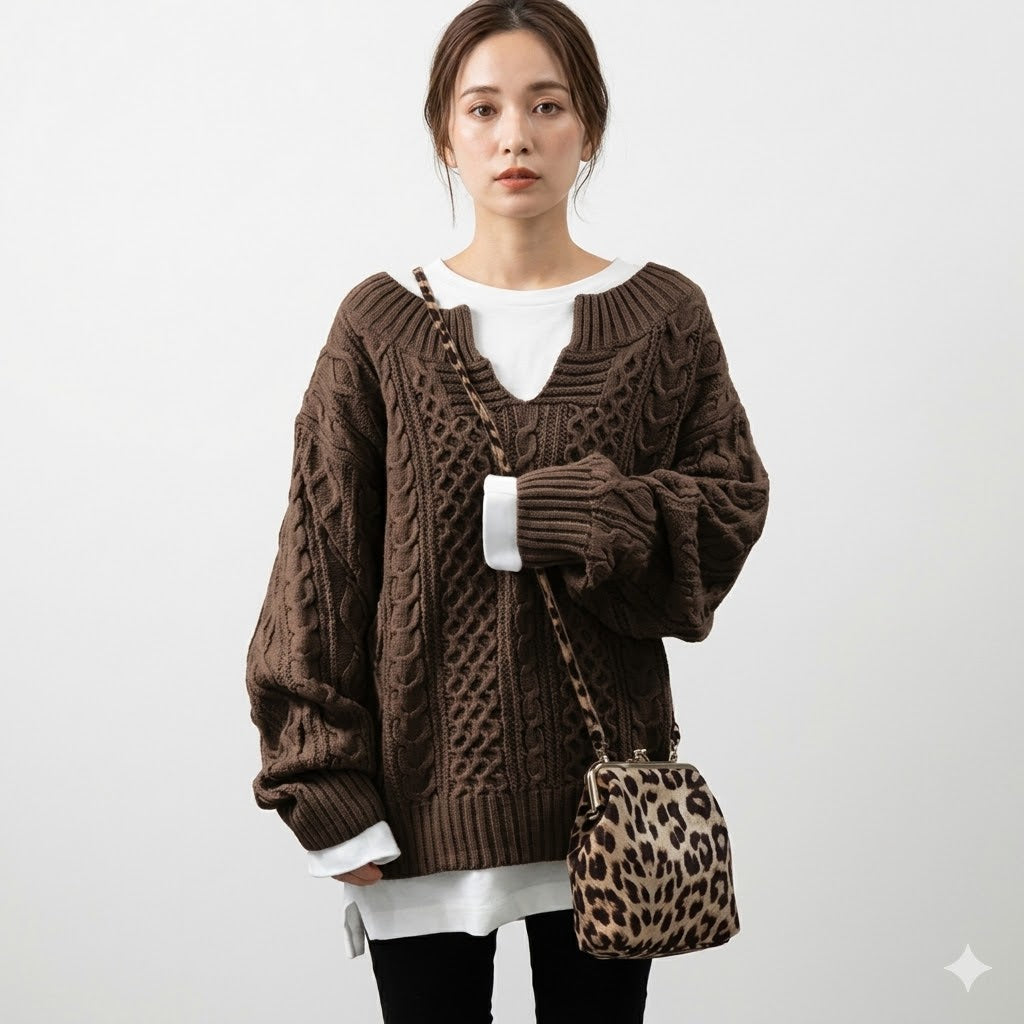 Vivienne Moreau | Oversized Cable Knit Sweater For Women