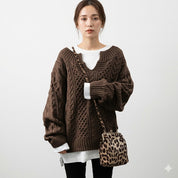 Vivienne Moreau | Oversized Cable Knit Sweater For Women