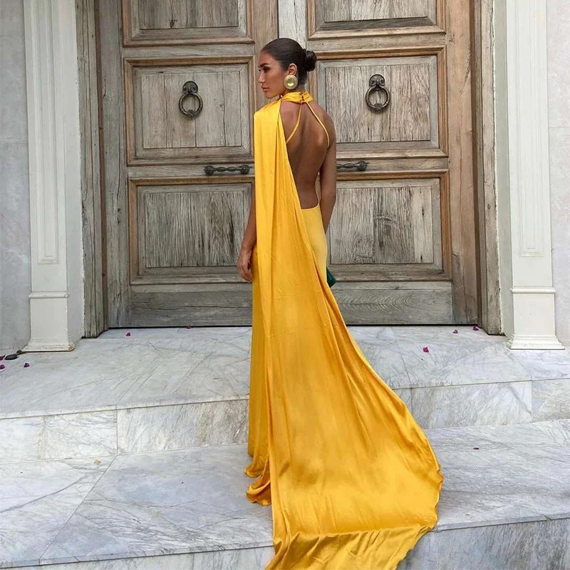 Georgia Mitchell | Satin Halter Maxi Dress For Women
