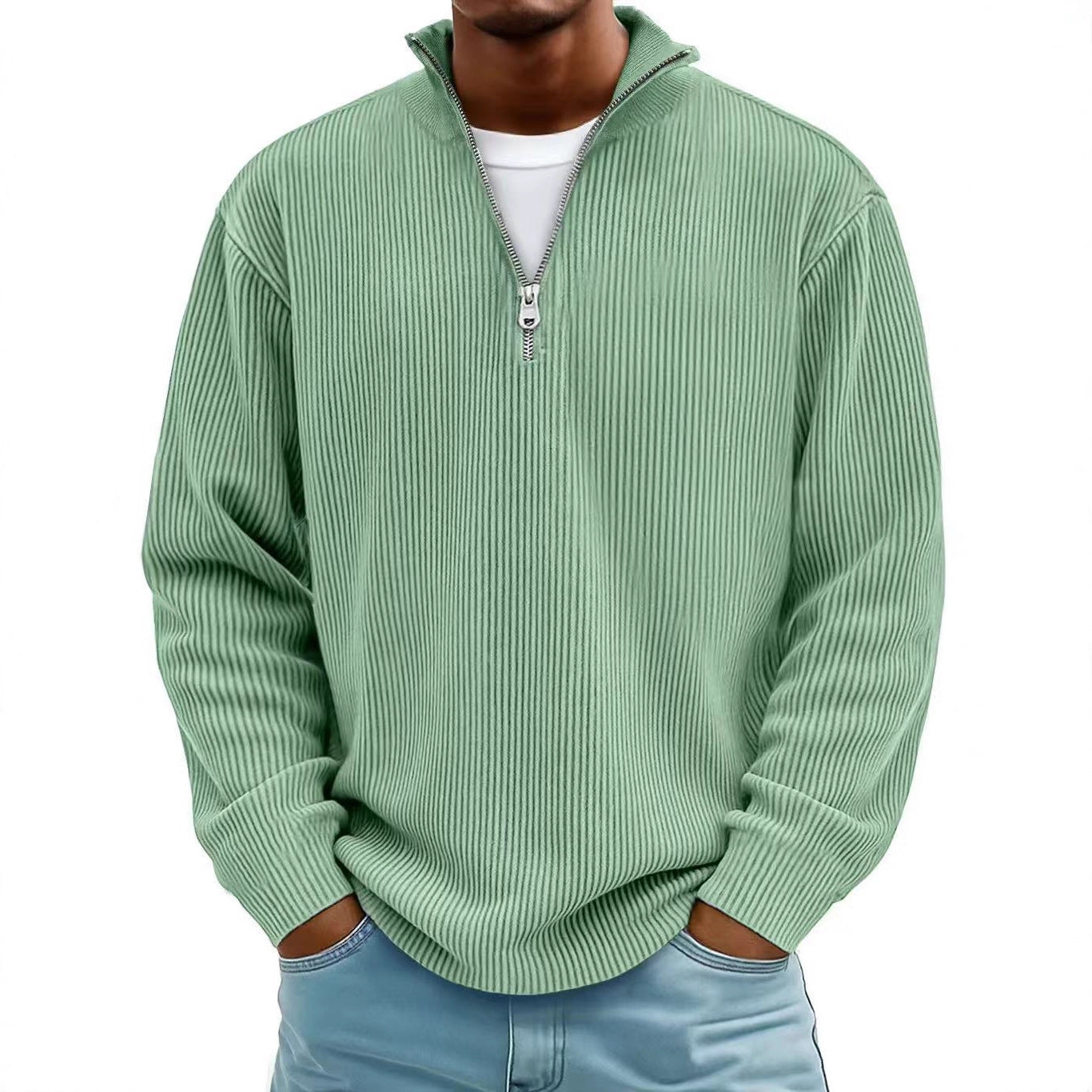 Liam Robertson | Ribbed Corduroy Quarter-Zip Sweatshirt For Men