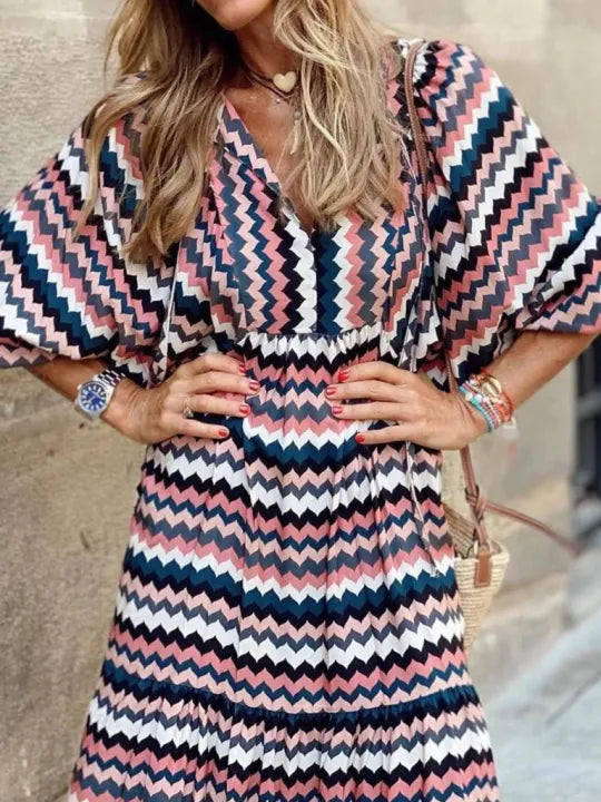 Matilda Kingswood | Chevron Print Maxi Dress For Women
