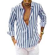 Remo Fenbridge | Striped Stretch Long Sleeve Shirt For Men