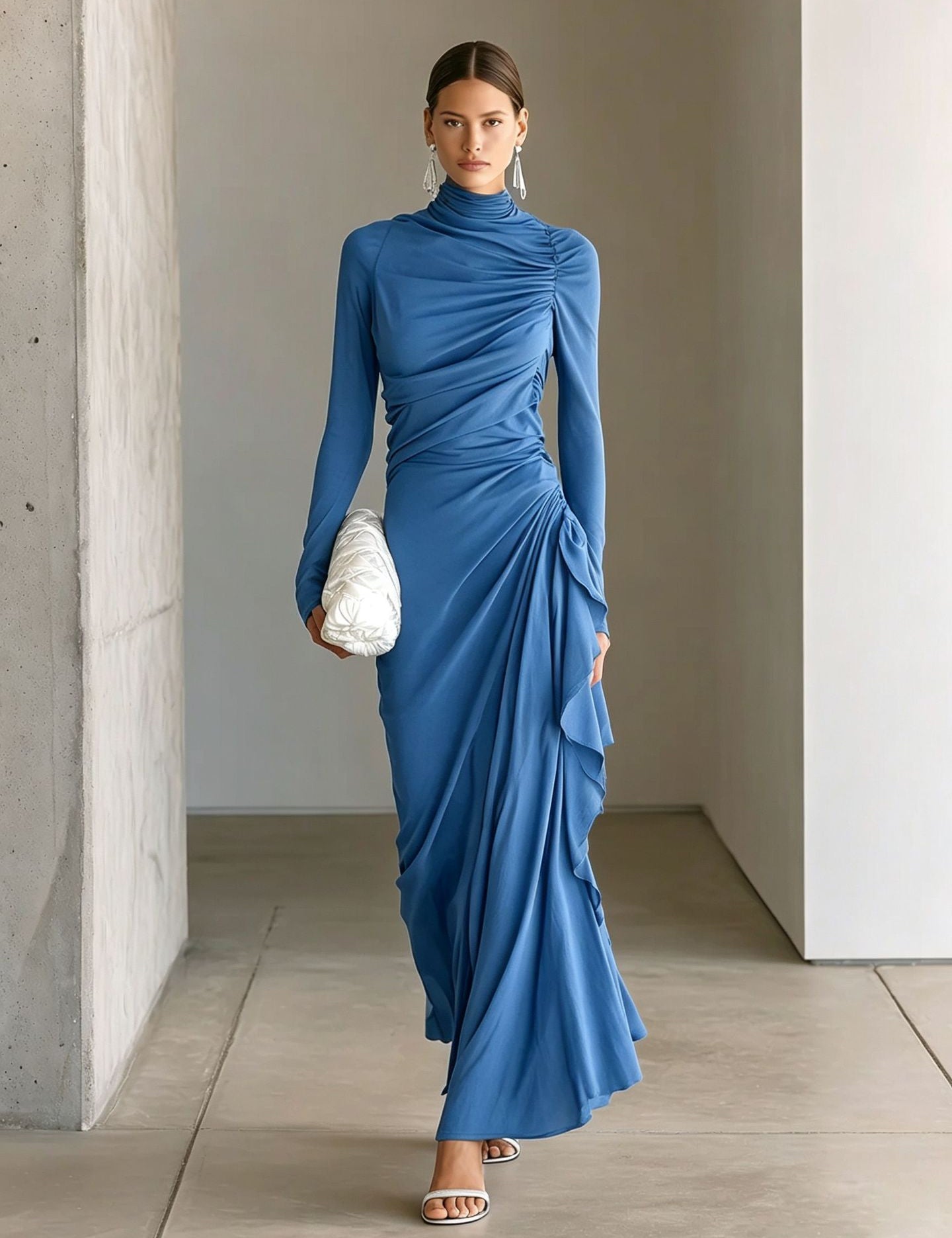 Imogen Wright | High-Neck Draped Maxi Dress For Women