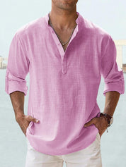 Paolo Everhurst | Stand Collar Roll Sleeve Shirt For Men