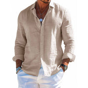 Bruno Harthurst | Grey Relaxed Linen-Look Shirt For Men