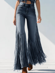 Jasmine Fletcher | Fringe-Trim Flared Jeans For Women