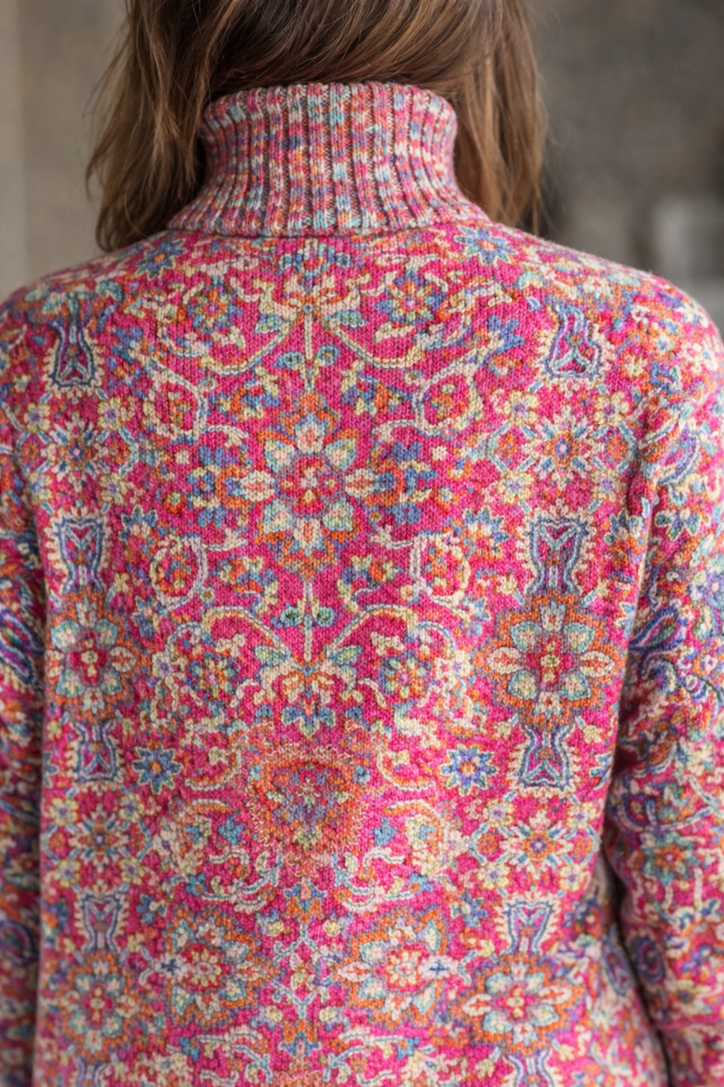 Sophie Bellini | Floral Turtleneck Knit Sweater For Women