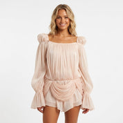 Florence Brown | Off-Shoulder Ruffle Mini Dress For Women