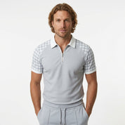 Flynn Carter | Houndstooth Zip Polo Shirt For Men