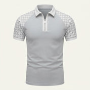 Flynn Carter | Houndstooth Zip Polo Shirt For Men