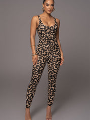 Georgia Calder | Leopard Print Scoop Neck Jumpsuit For Women