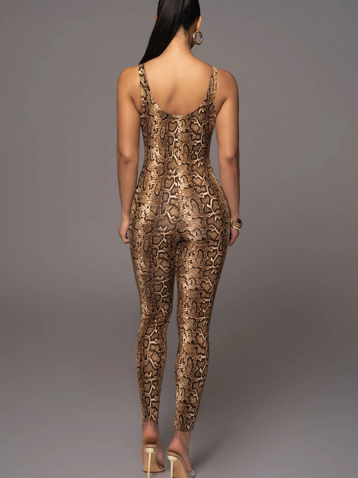Georgia Calder | Leopard Print Scoop Neck Jumpsuit For Women