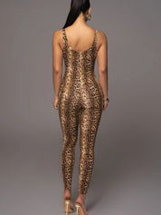 Georgia Calder | Leopard Print Scoop Neck Jumpsuit For Women