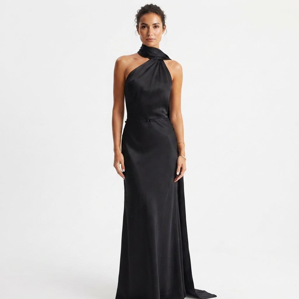 Georgia Mitchell | Satin Halter Maxi Dress For Women