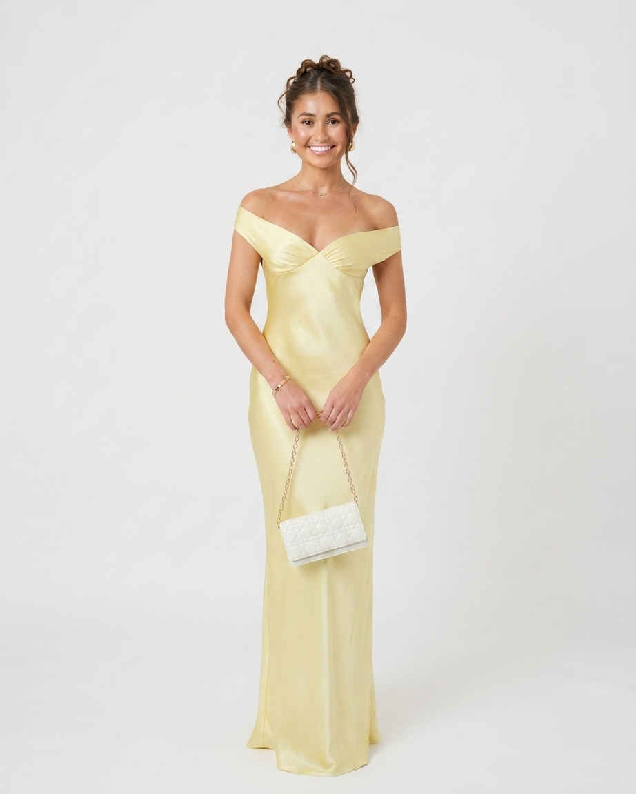 Charlotte Reid | Satin Off-Shoulder Maxi Dress For Women