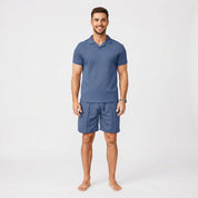 Grady Thornton | Waffle Knit Polo Shirt & Shorts Set For Men