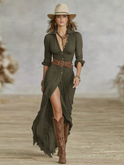Clara Beaumont | Bohemian Flow Maxi Dress with Western Elegance For Women